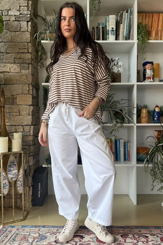  Perfect Breton V Long Sleeve Top Choc Chip /20